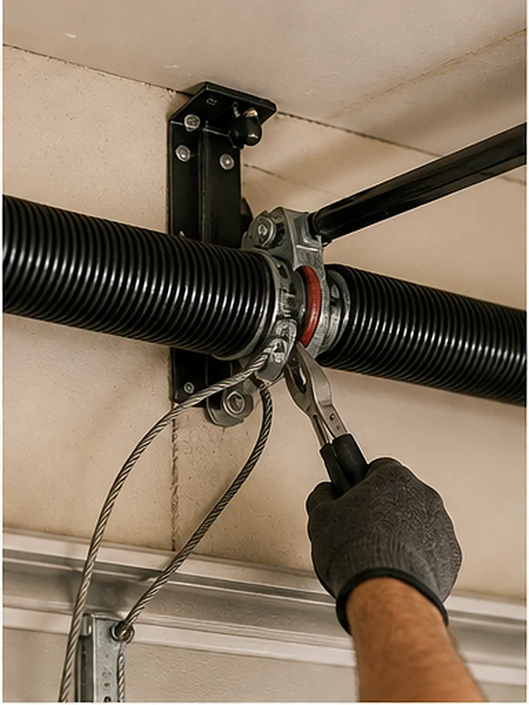 Garage door lift cable and drum repair
